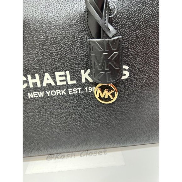 Michael Kors MK Mirella Medium Pebbled Leather Tote Bag - Black - Picture 8 of 12